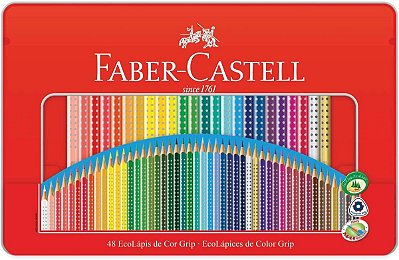 Lápis de Cor Faber Castell Grip 48 Cores com Estojo