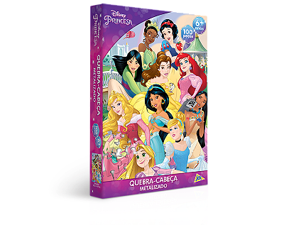Quebra-Cabeça Princesas Disney Metalizado 100 Peças Toyster Ref: 2225