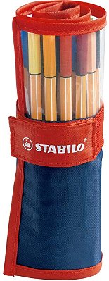 Caneta Stabilo Point 88 0.4 com 25 Cores Roller Set e Estojo