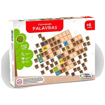 Jogo Pedagógico Formando Palavras De Madeira Pais E Filhos Ref: 2906