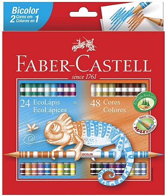 Lápis De Cor Faber Castell Redondo Bicolor 48 Cores (24 Lápis Ponta Dupla) Ref: 120624G