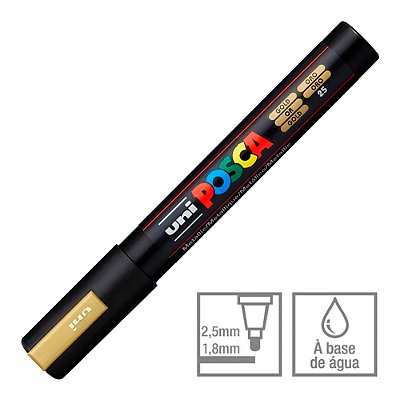 Caneta Marcador Posca 25 Ouro PC-5M 1.8 - 2.5 mm Uni