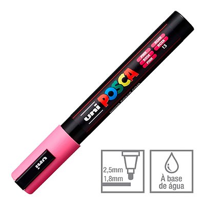 Caneta Marcador Posca 13 Rosa PC-5M 1.8 - 2.5 mm Uni