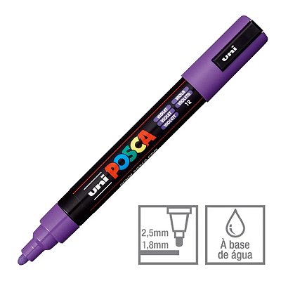 Caneta Marcador Posca 12 Violeta PC-5M 1.8 - 2.5 mm Uni
