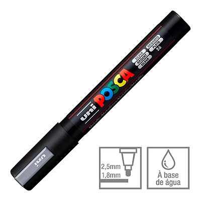 Caneta Marcador Posca 26 Prata PC-5M 1.8 - 2.5 mm Uni