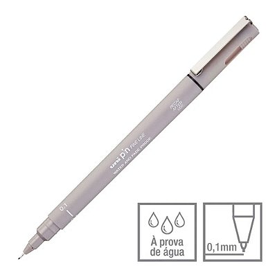 Caneta Nankin Cinza Claro 0.1 mm Uni Pin Fine Line Descartável Pin 01-200 Mitsubishi
