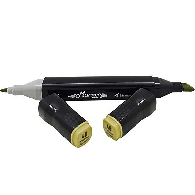 Caneta Marcador Permanente Duas Pontas 048 Yellow Green Bismark