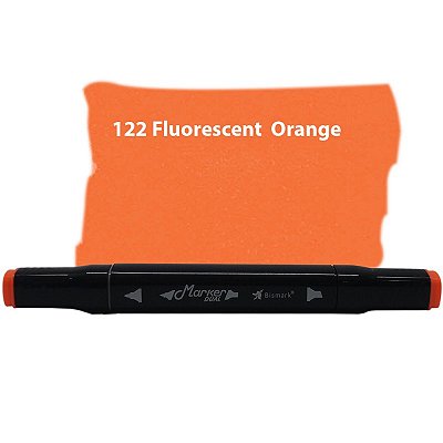 Caneta Marcador Permanente Duas Pontas 122 Fluorescent Orange Bismark