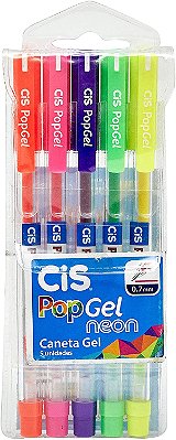 Caneta Pop Gel Neon 0.7 com 5 unidades Cis