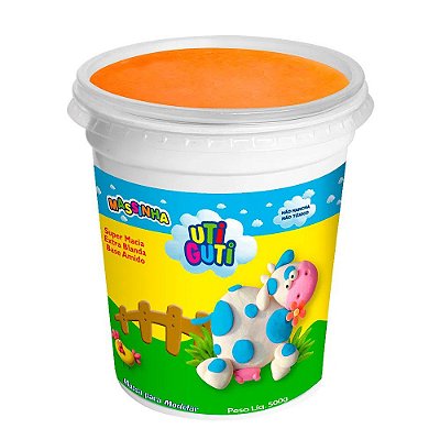Massa de Modelar Uti Guti Laranja Fluor 500 g Ref: 004011