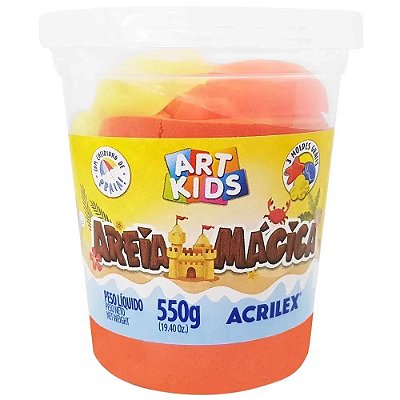 Areia Mágica 105 Laranja 550 g com 3 Acessórios Art Kids Acrilex Ref: 05950