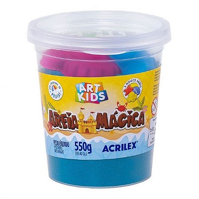 Areia Mágica 109 Azul 550 g com 3 Acessórios Art Kids Acrilex Ref: 05950