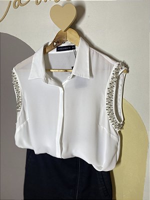 Camisa Bordada Chiffon da Cotton Colors Extra