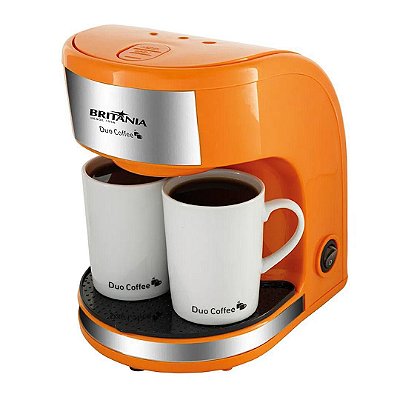 Cafeteira Elétrica com 2 Xícaras 450W Laranja - Duo Coffee - Britânia