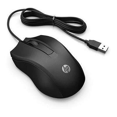 Mouse Óptico Com Fio e 3 Botões USB 1600Dpi Preto - HP100 6VY96AA - HP