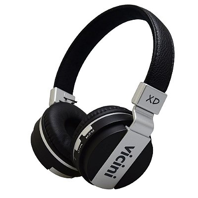 Headphone sem Fio com Rádio FM Bluetooth P2 Preto e Prata - XD VC-71P - Vicini