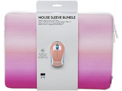 Kit Mini Mouse Sem Fio com 3 Botões USB 1000Dpi Rosa e Capa para Notebook até 14" - M187 910-005736 - Logitech