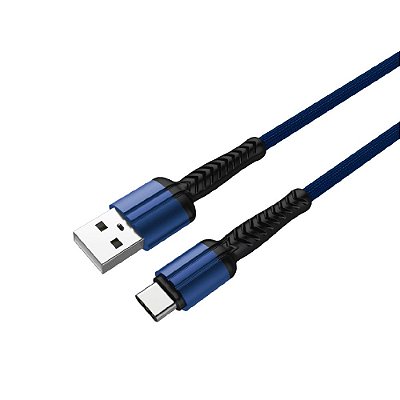 Cabo USB x USB-C 1 Metro 2,4A Preto e Azul - CB-C150BL - C3Tech