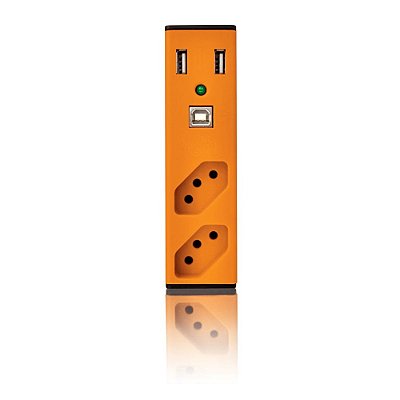 Carregador USB com Filtro de Linha Bem Ligado LED Indicador com Hub 2 Tomadas - Laranja - Bivolt - Enermax