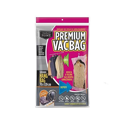 Saco à Vácuo com Cabide Organizador Tamanho Hang Bag Incolor - Premium Vacbag - Plast Leo