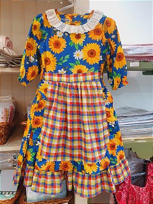 Vestido festa junina girassol
