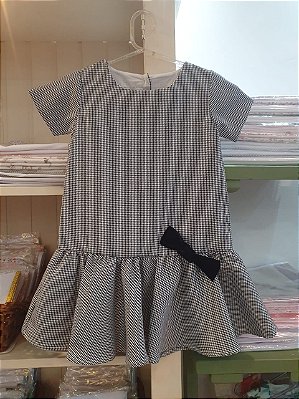 Vestido corpo baixo pied de poule