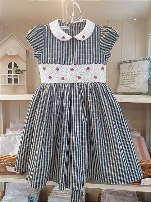 Vestido casinha de abelha xadrez verde