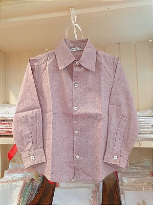 Camisa manga longa chambray vermelho