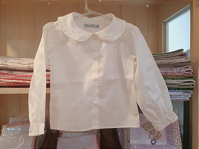 Camisa gola tradicional com babadinhos off white