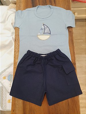 Conjunto camiseta e bermuda barco