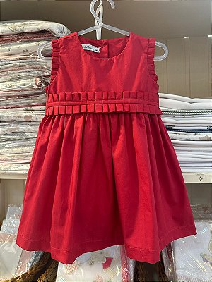 Vestido cinto pregueado vermelho