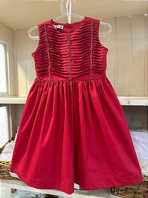 Vestido raminho de flores vermelho