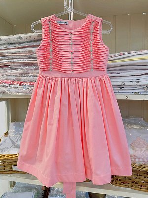 Vestido preguinhas rosa chiclete