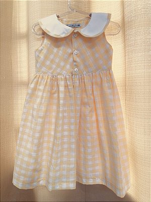 Vestido xadrez amarelo claro