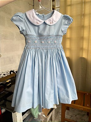 Vestido tradicional casinha de abelha azul