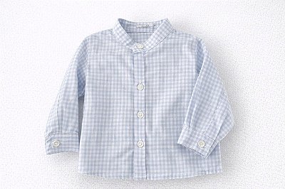 Camisa gola padre vichy azul claro