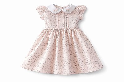 Vestido floral rosa e cinza