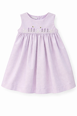 Vestido linho lilás bordado
