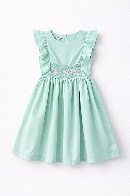 Vestido casinha de abelha babado verde àgua