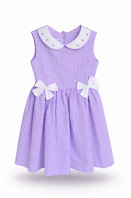 Vestido xadrez lilás com laços