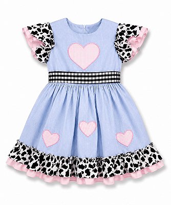 Vestido Junina azul com vaquinha