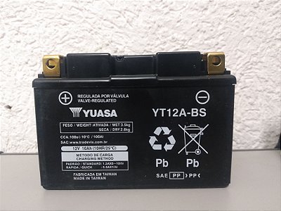 Bateria Yuasa YT12A-BS / Suzuki Bandit Todas, Hayabusa / Maxsyn 400i / Kawasaki Z750, Z800, Z1000 Ninja 650