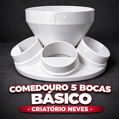 Comedouro 5 Bocas Anti-desperdício para Pintinhos - Exclusivo Criatório Neves