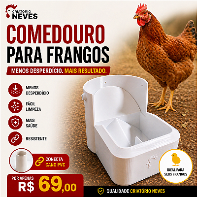 Comedouro para Frangos Anti Desperdício PVC 100 mm