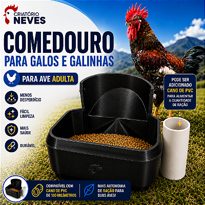 Comedouro para GALOS E GALINHAS Anti Desperdício PVC 100 mm