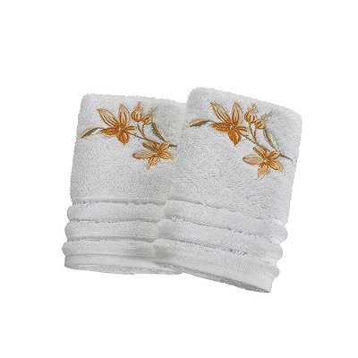 Jogo 2 toalhas de lavabo Trussardi Livenza Bordada Branco