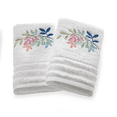 Jogo 2 toalhas de lavabo Trussardi Umbra Bordada Branco