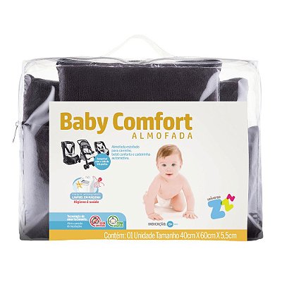 Almofada Bebê Conforto Látex Lavável 58x38 Grafite Fibrasca