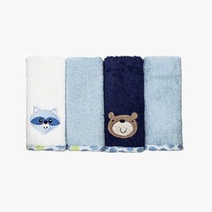 Kit toalha de boca Baby Camesa 4 peças Azul Bordado