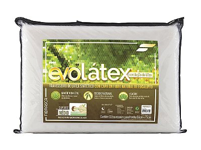 Travesseiro EvoLatex Médio 11cm Fibrasca Fibra Eucalipto